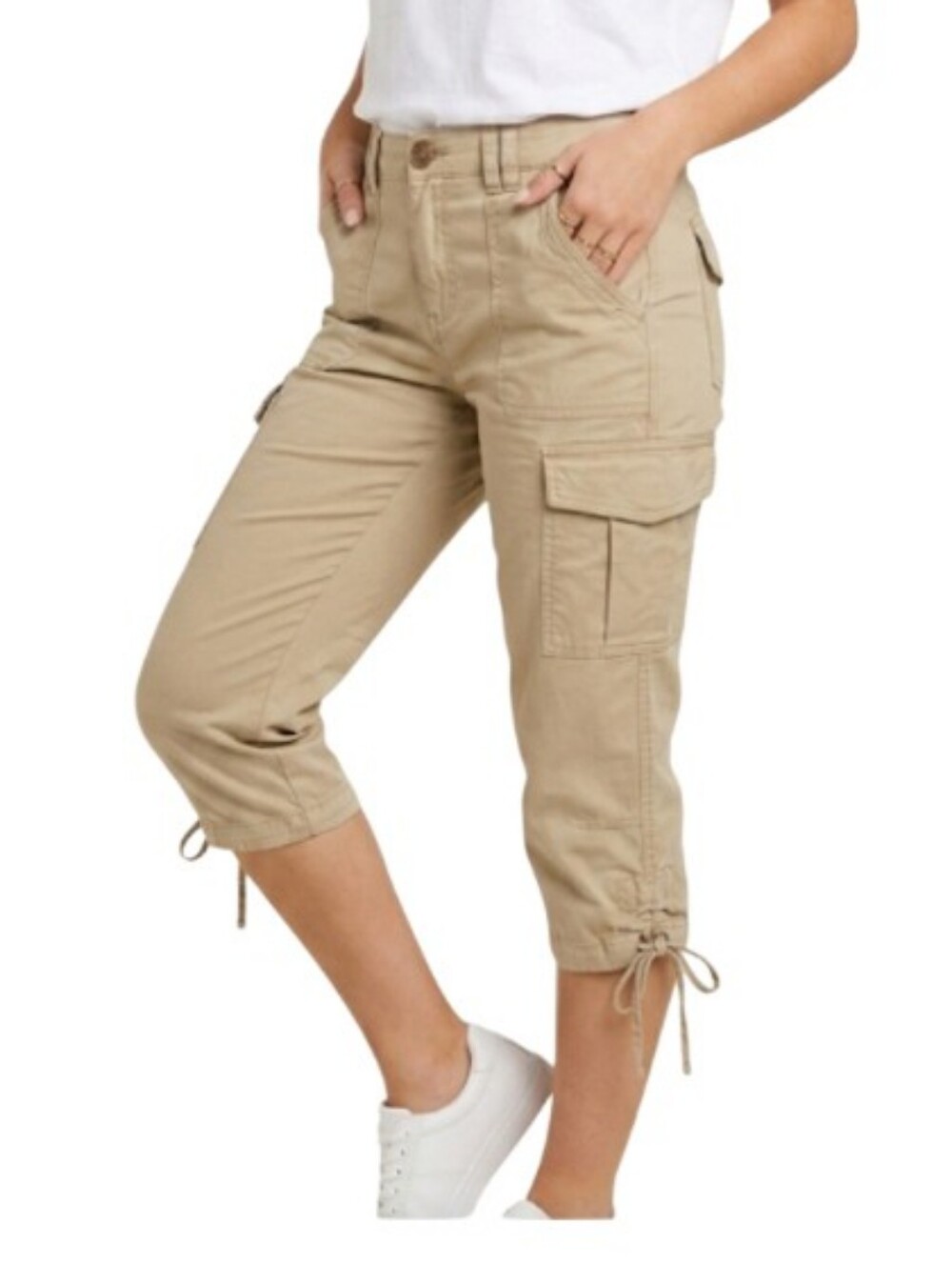 "Bebe" Misses (XS) Like New! Beautiful Cargo Khaki Capris with Knee Draw…
